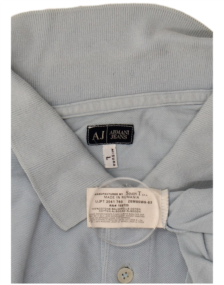 Camisa polo masculina Armani grande algodão azul