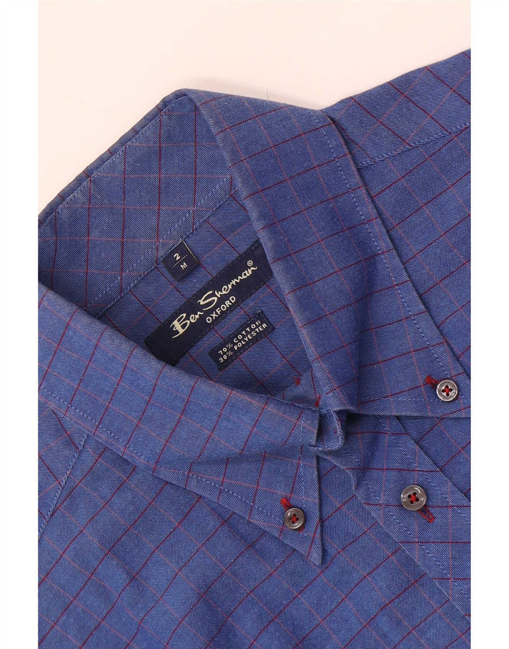 Camisa masculina Ben Sherman de algodão xadrez azul médio