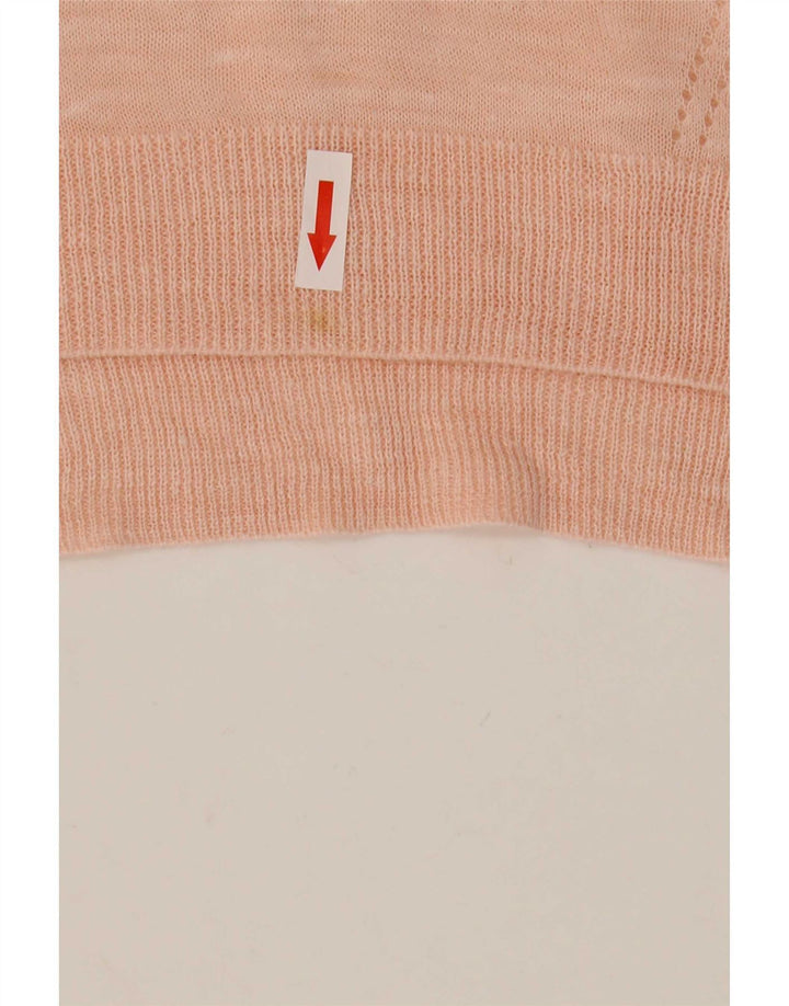 Suéter feminino Marks & Spencer transparente com decote em V Reino Unido 14 rosa médio