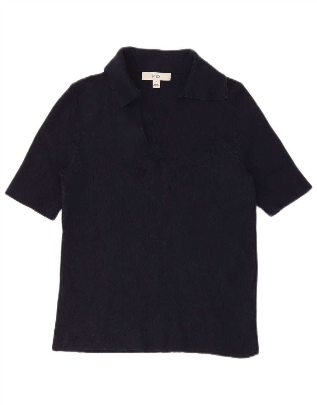 Camisa polo feminina Marks & Spencer Reino Unido 12 algodão azul marinho médio
