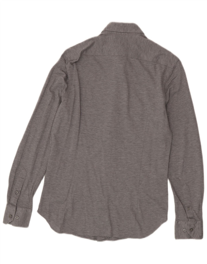 Camisa masculina Massimo Dutti pequena cinza algodão