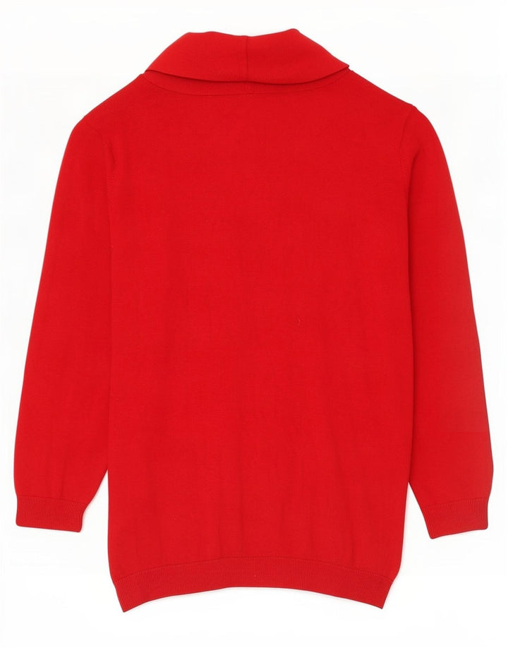 Suéter feminino Chaps com gola xale UK 12 seda vermelha média