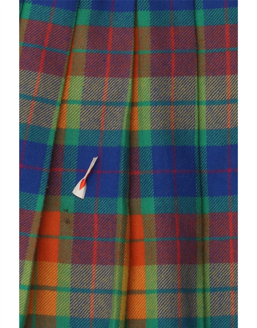 Saia plissada feminina vintage W28 xadrez multicolorida média