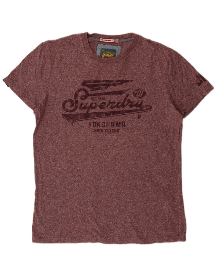 Camiseta feminina Superdry com estampa gráfica grande algodão manchado marrom