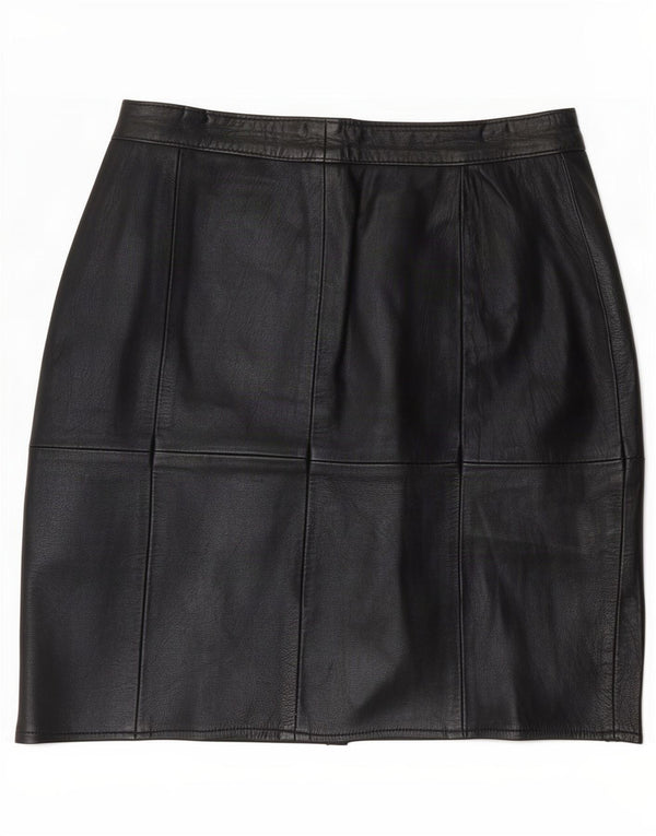 Saia de couro feminina vintage EU 40 médio W28 preta