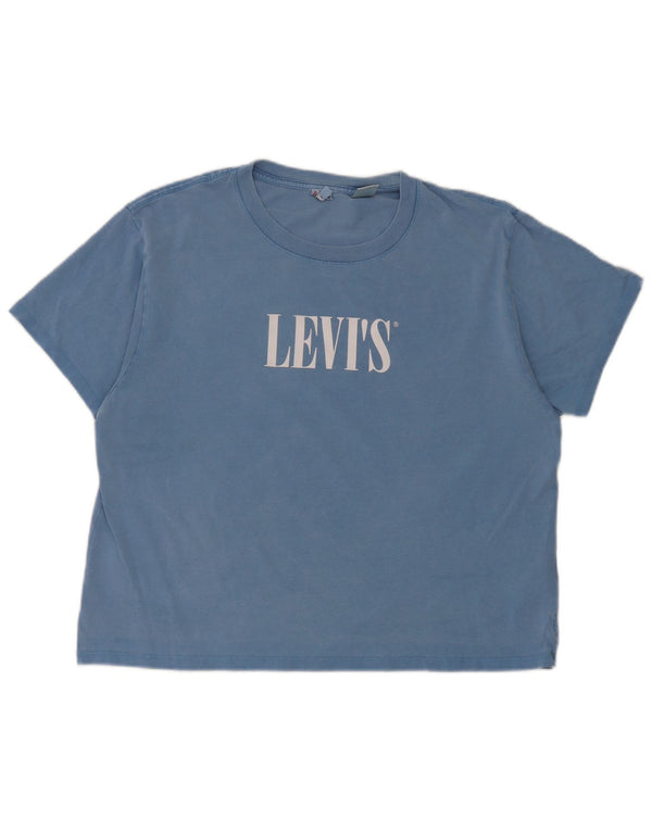Camiseta feminina gráfica Levi's Top UK 14 algodão azul médio