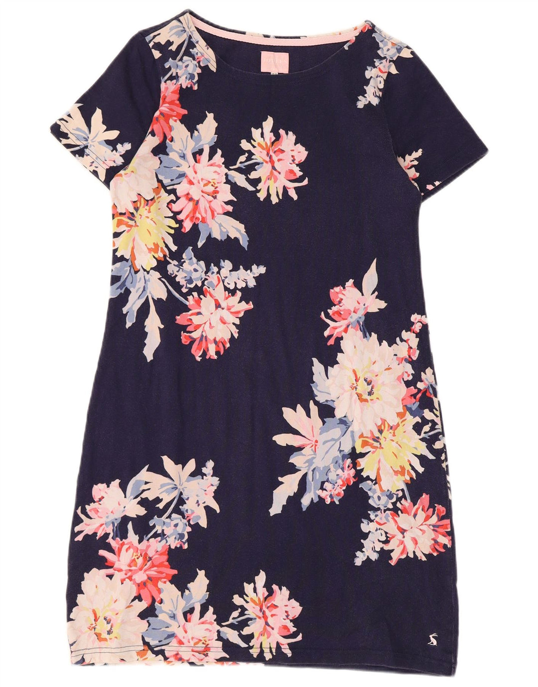 Vestido bainha feminino JOULES Reino Unido 12 algodão floral azul marinho médio