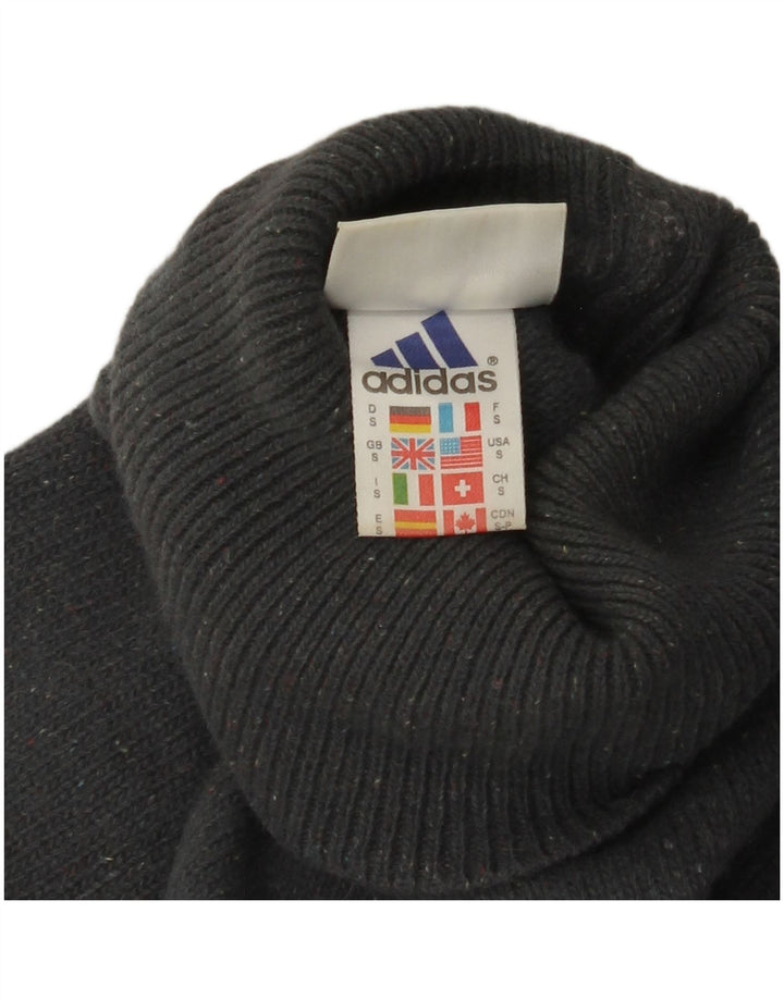 Adidas masculino roll neck jumper suéter pequeno cinza colorblock lã