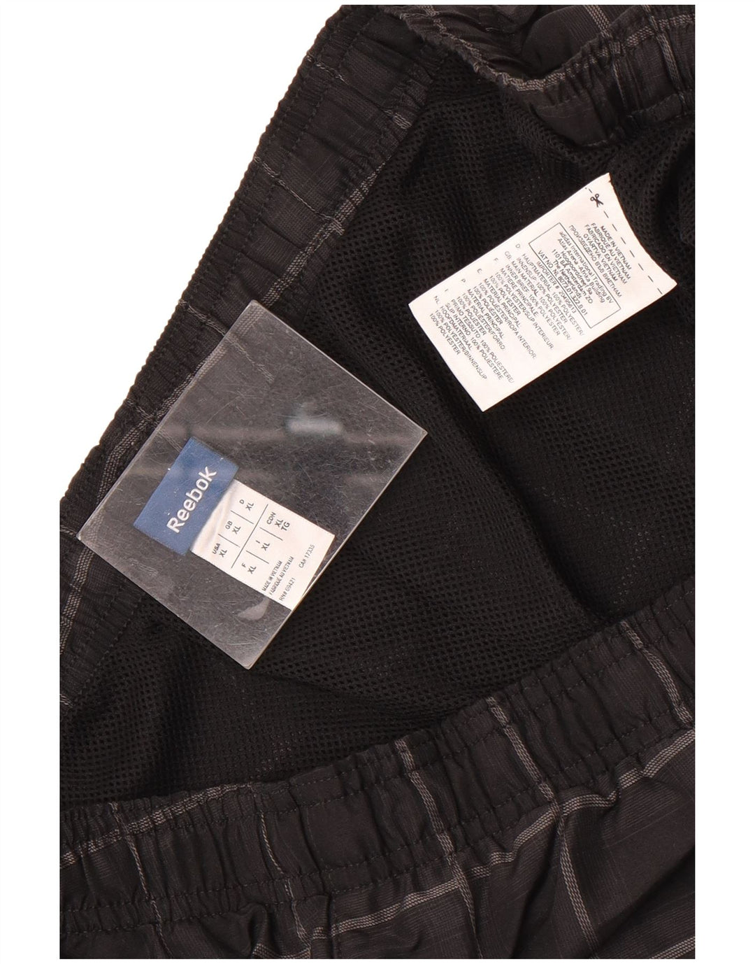 Shorts esportivos masculinos Reebok XL preto xadrez poliéster