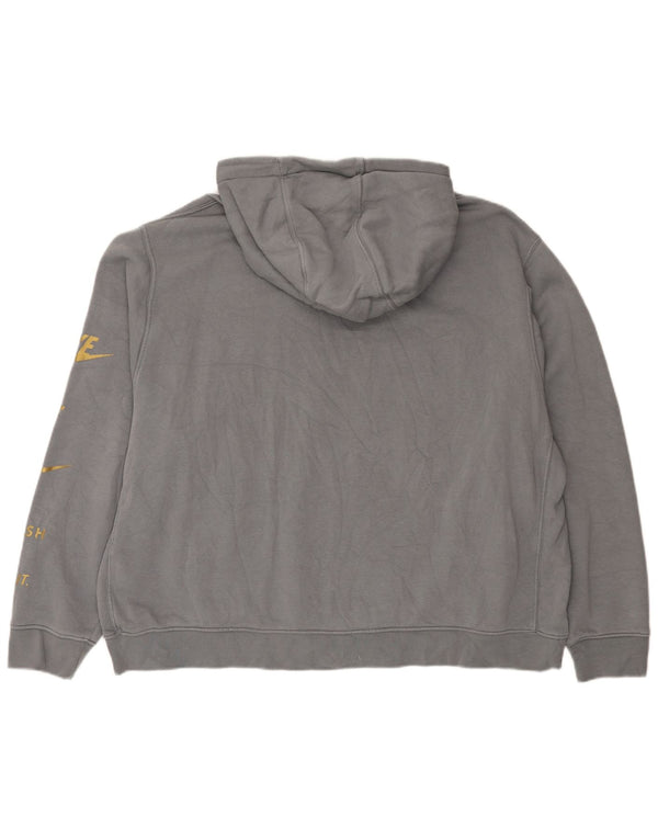 Jumper com capuz Nike feminino Swoosh gráfico oversized UK 20 2XL cinza esportivo