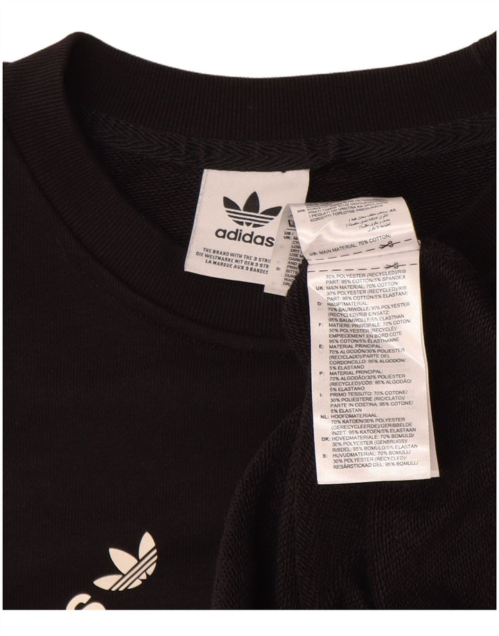 ADIDAS Womens Graphic Sweatshirt Jumper UK 14 Grande Algodão Preto