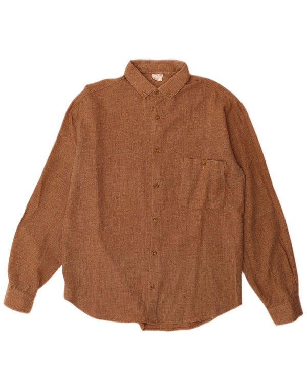 Camisa masculina vintage tamanho 39 poliéster marrom médio