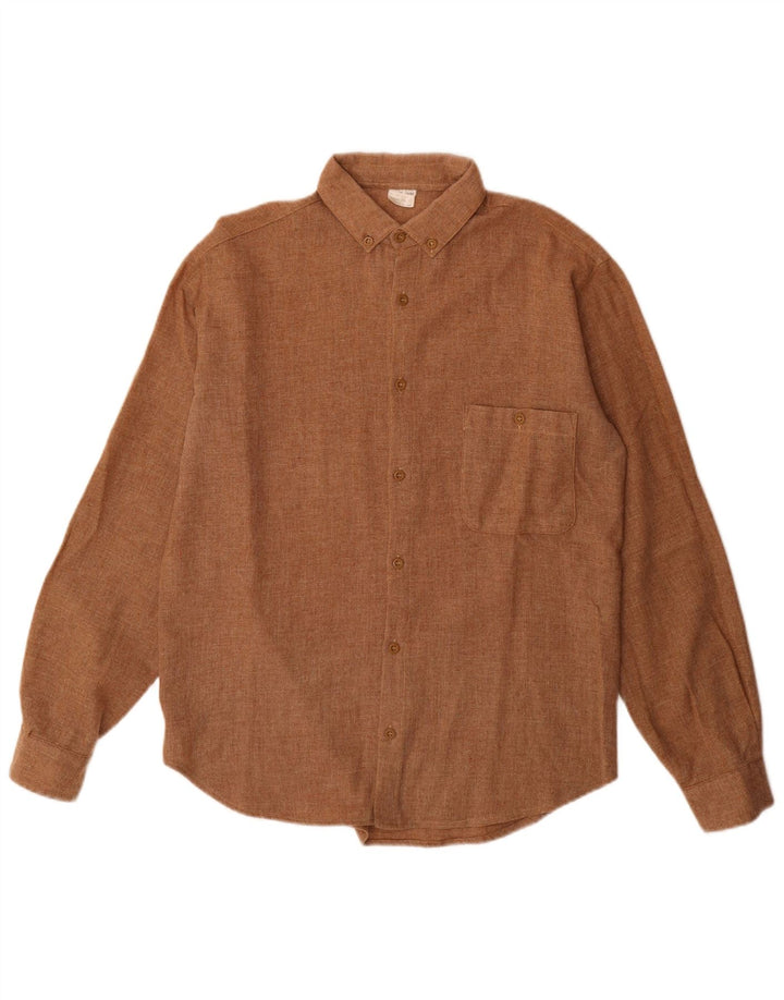 Camisa masculina vintage tamanho 39 poliéster marrom médio