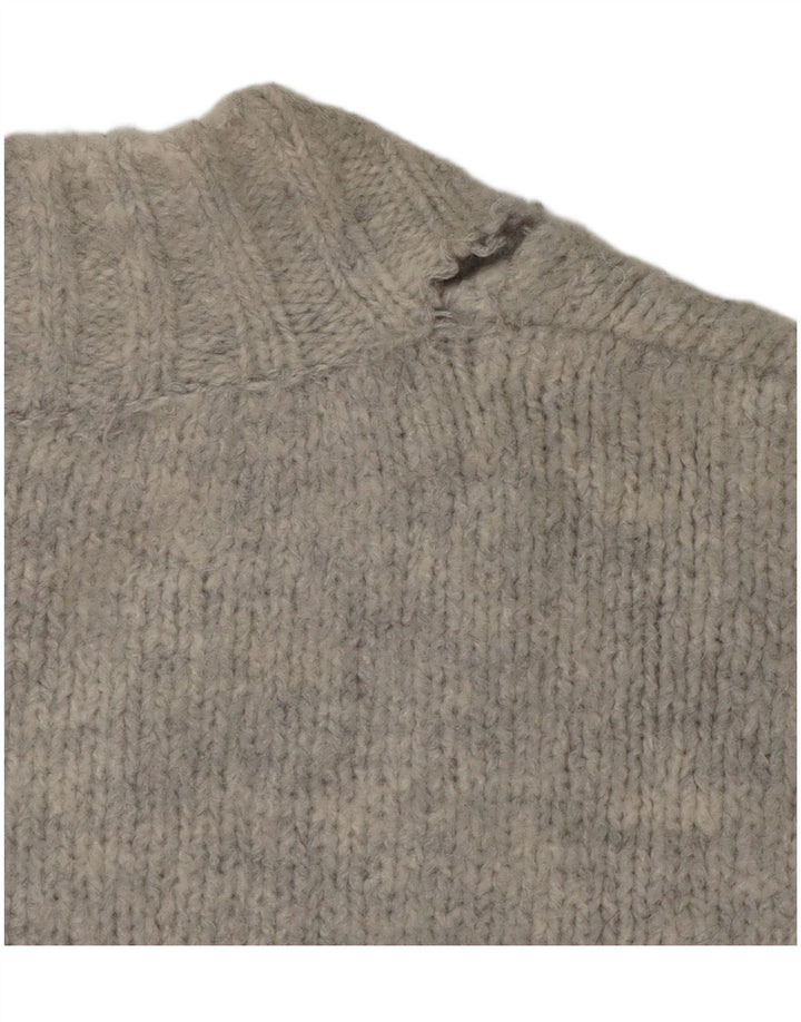 Zara Suéter feminino oversized com decote em V Reino Unido 10 pequeno cinza acrílico