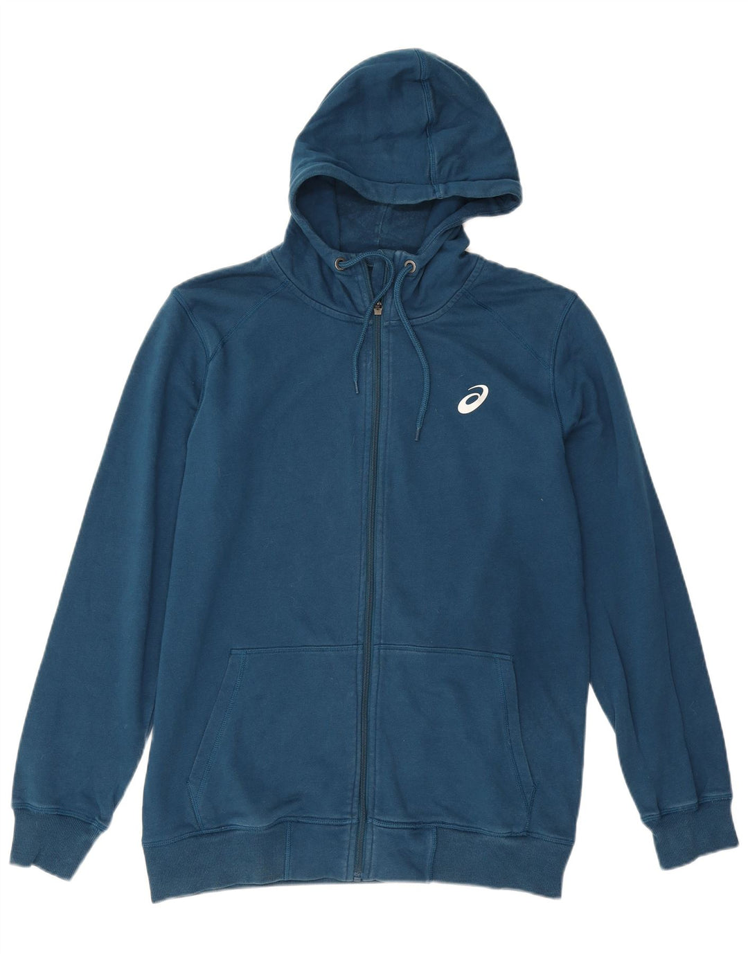 Suéter masculino Asics com capuz e zíper grande algodão azul marinho