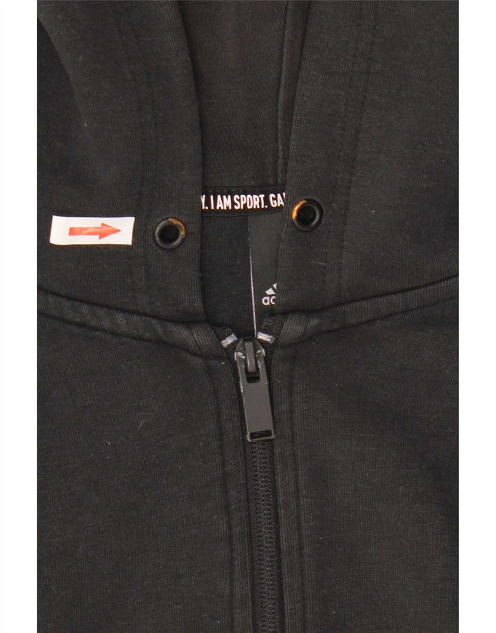 Adidas masculino zip moletom com capuz médio algodão preto