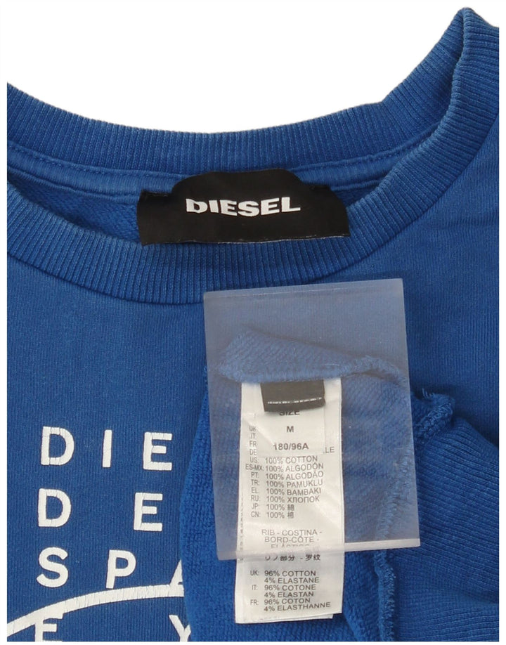 DIESEL moletom gráfico masculino jumper médio azul algodão
