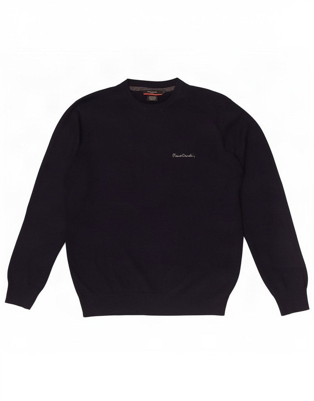 Suéter masculino Pierre Cardin com gola redonda e pequeno acrílico azul marinho