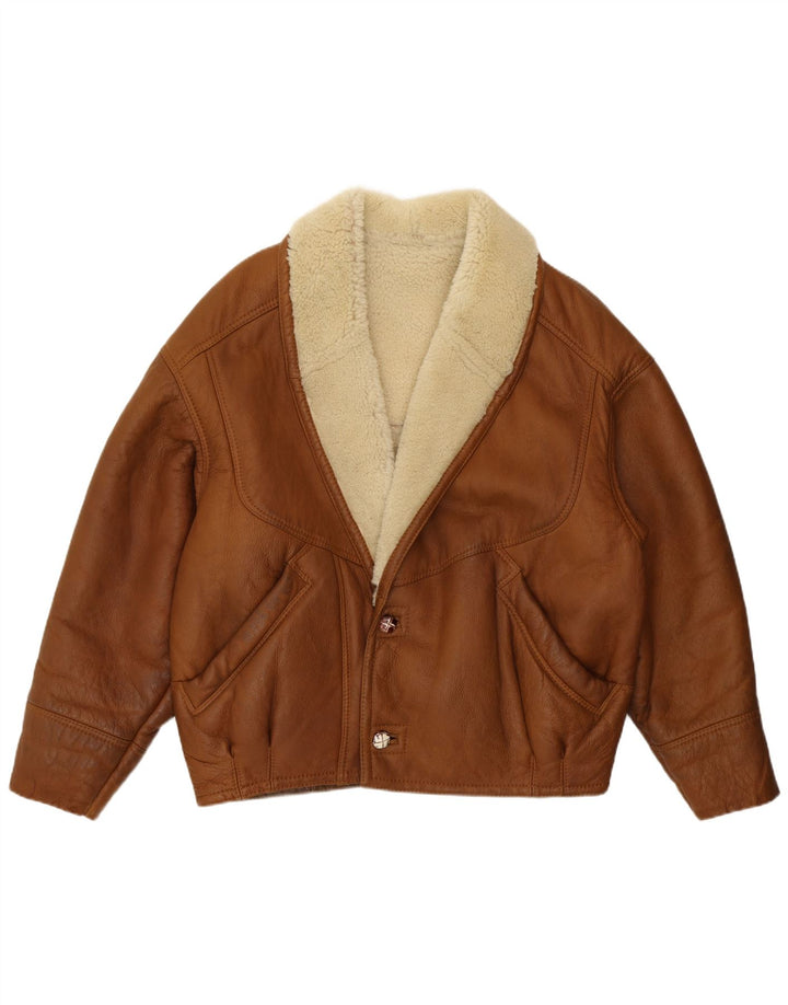 Jaqueta masculina vintage Shearling UK 38 Shearling marrom médio
