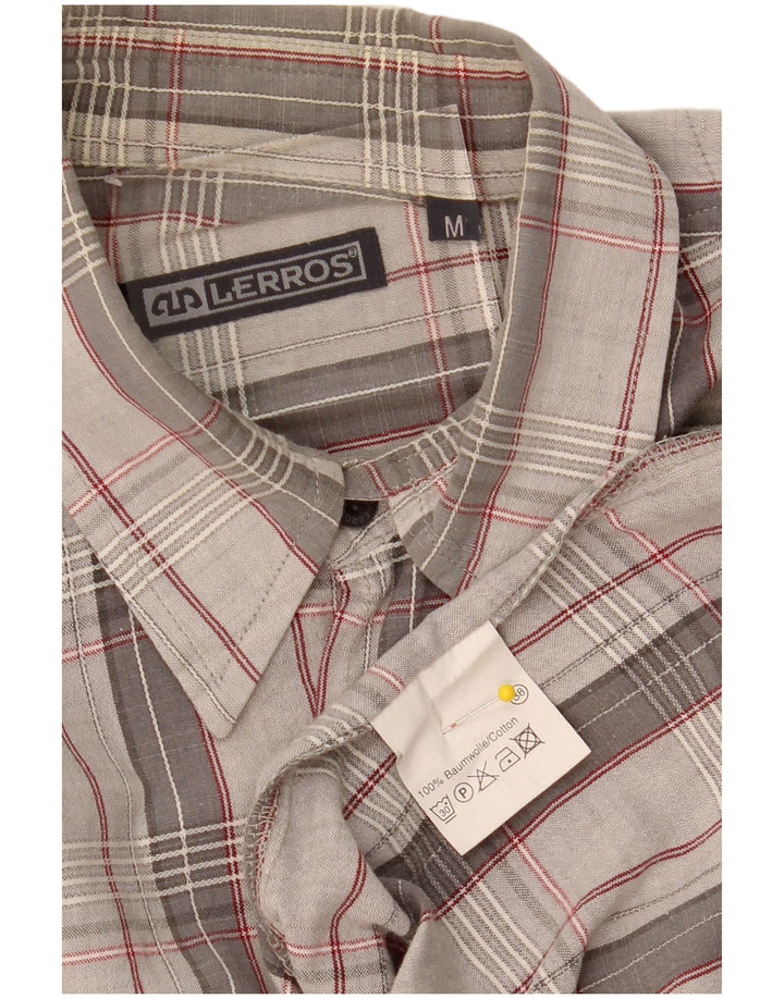 Camisa masculina LERROS algodão xadrez cinza médio