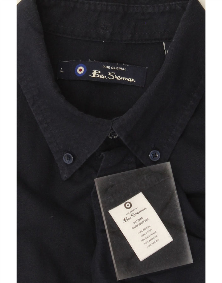 Camisa masculina Ben Sherman grande algodão azul marinho
