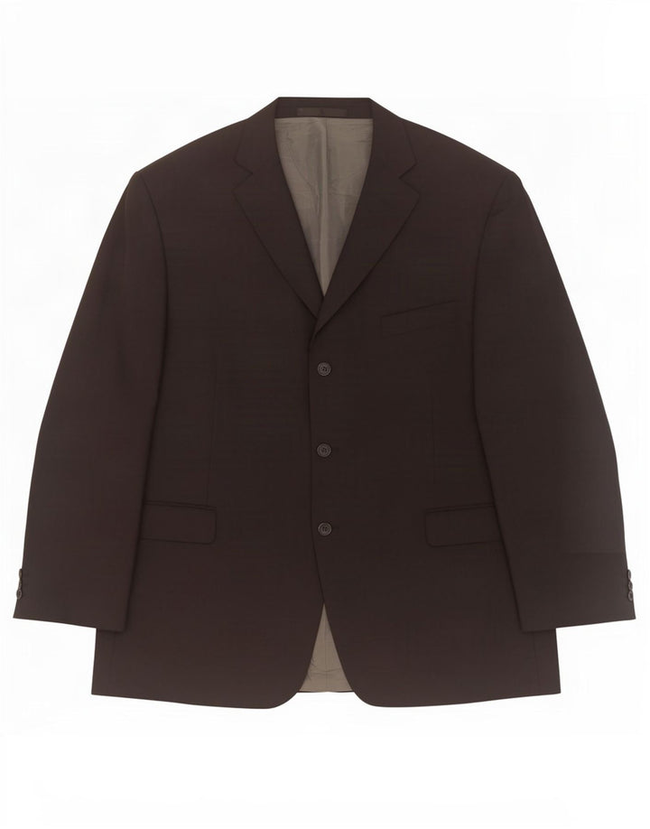 Jaqueta blazer masculina de 3 botões Marks & Spencer Reino Unido 48 2XL poliéster preto