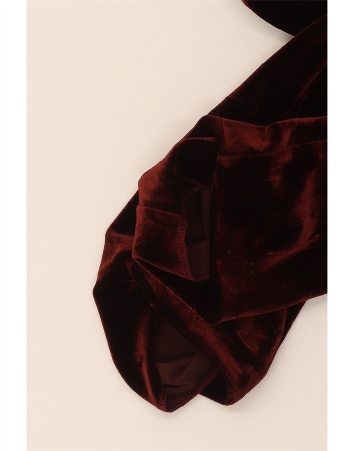 Jaqueta blazer feminina vintage de veludo com 3 botões Reino Unido 10 pequena Borgonha