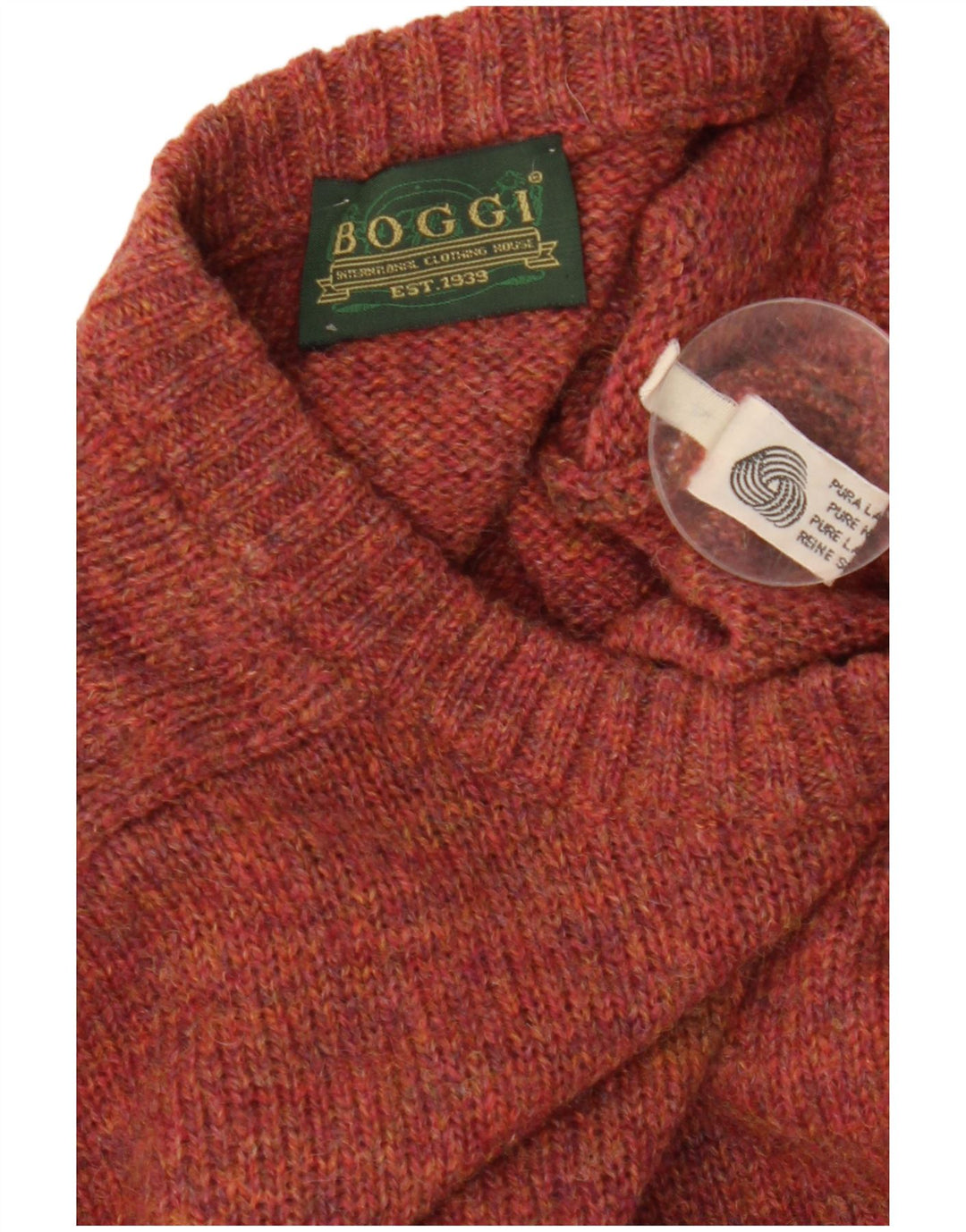 Suéter masculino Boggi com gola redonda de lã marrom médio