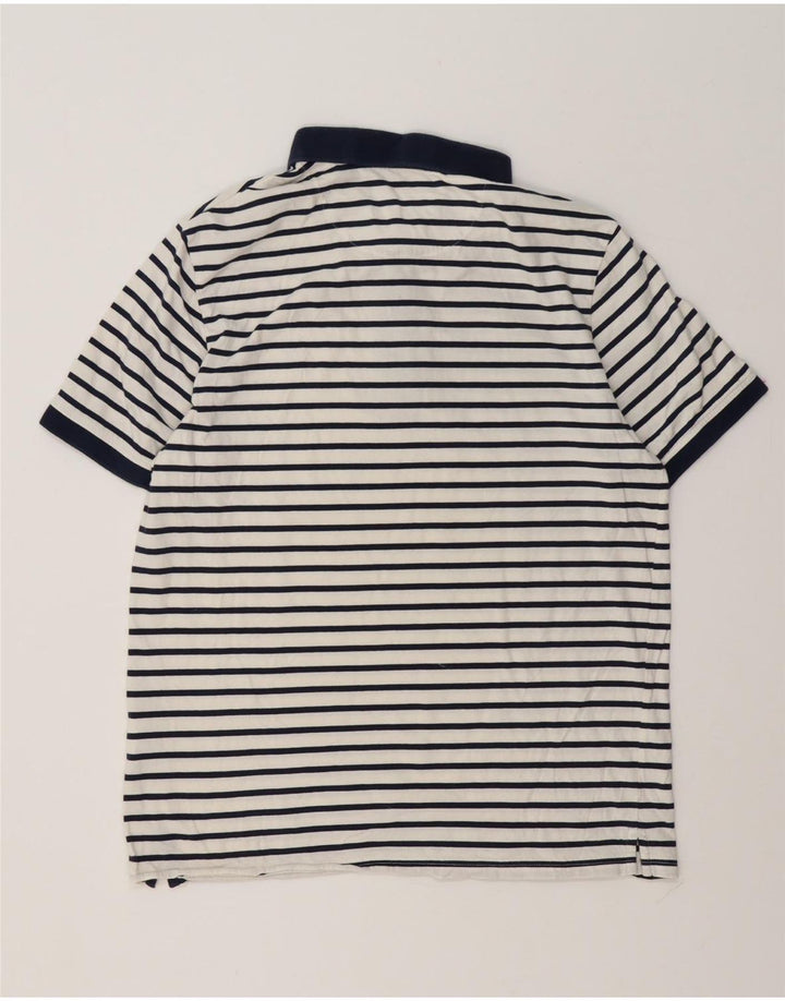 Camisa polo masculina Lyle & Scott grande algodão listrado branco
