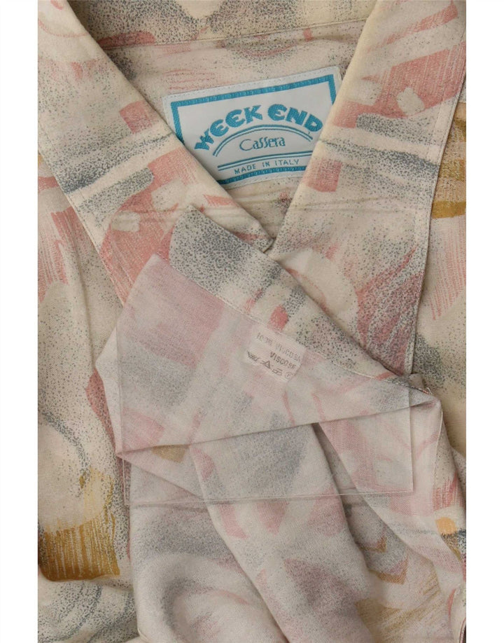 Camisa masculina de manga curta Cassera, viscose geométrica multicolorida média