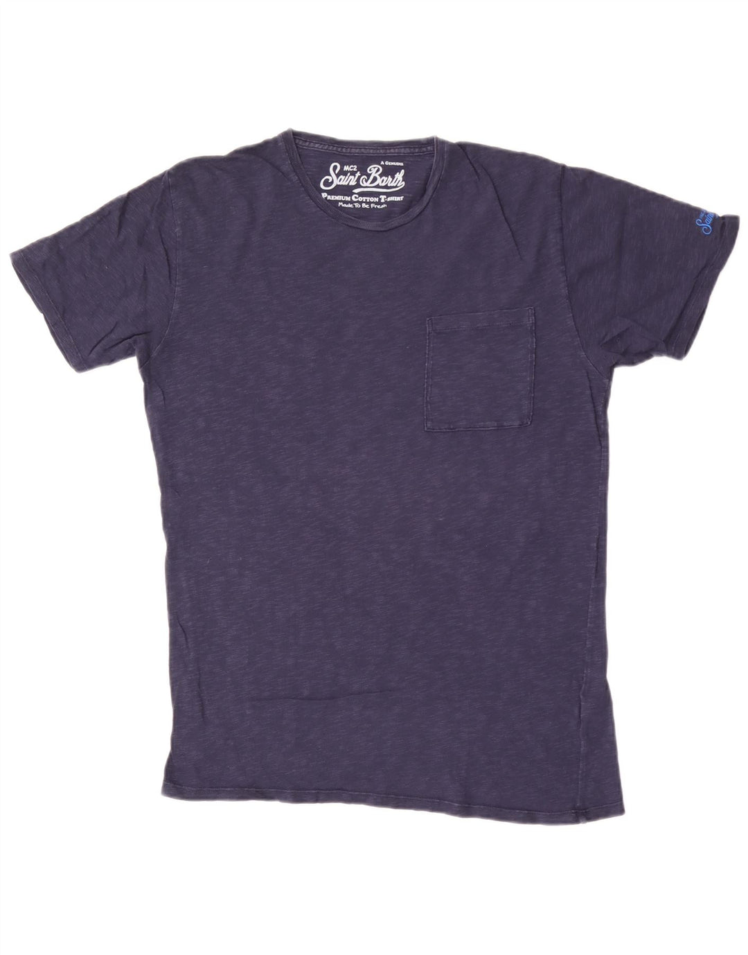 Camiseta masculina MC2 SAINT BARTH Top médio azul marinho manchado de algodão
