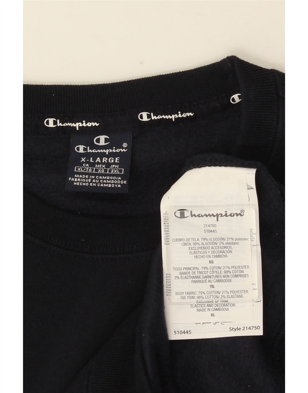 Champion moletom masculino jumper XL azul marinho algodão