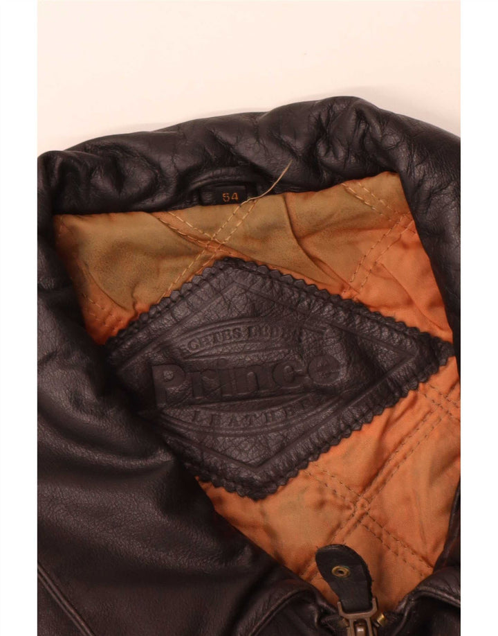 Colete de couro masculino Prince IT 54 2XL preto