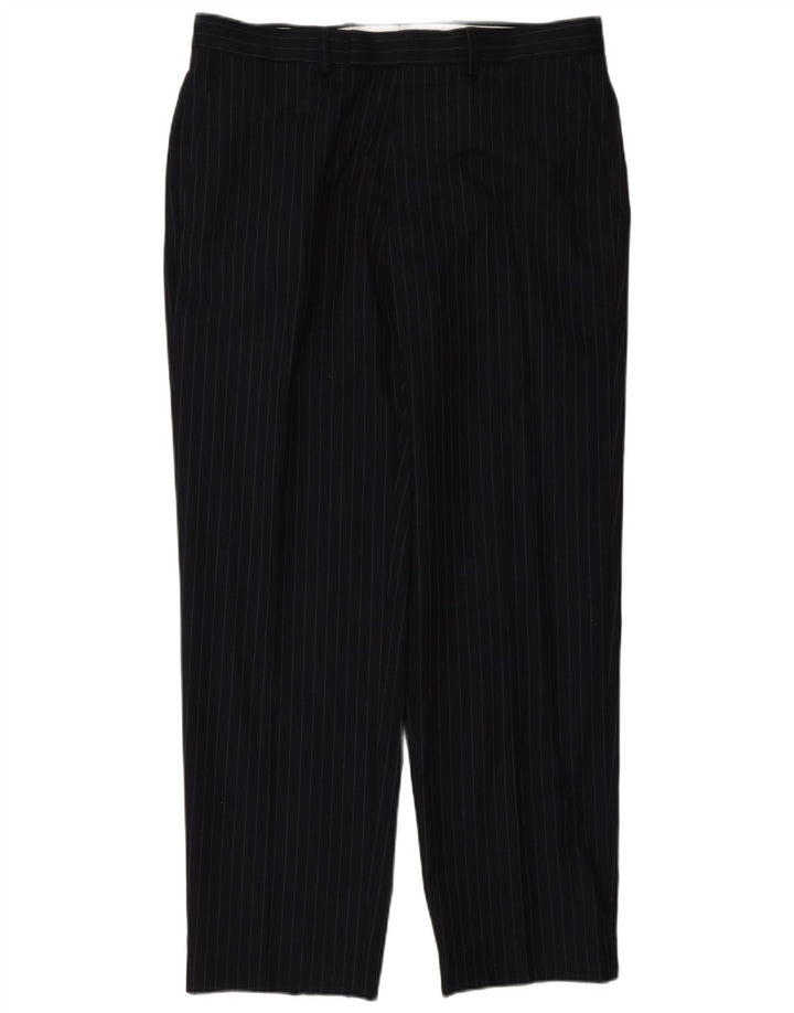 Calça masculina de ajuste regular Marks & Spencer W34 L31 listrada azul marinho