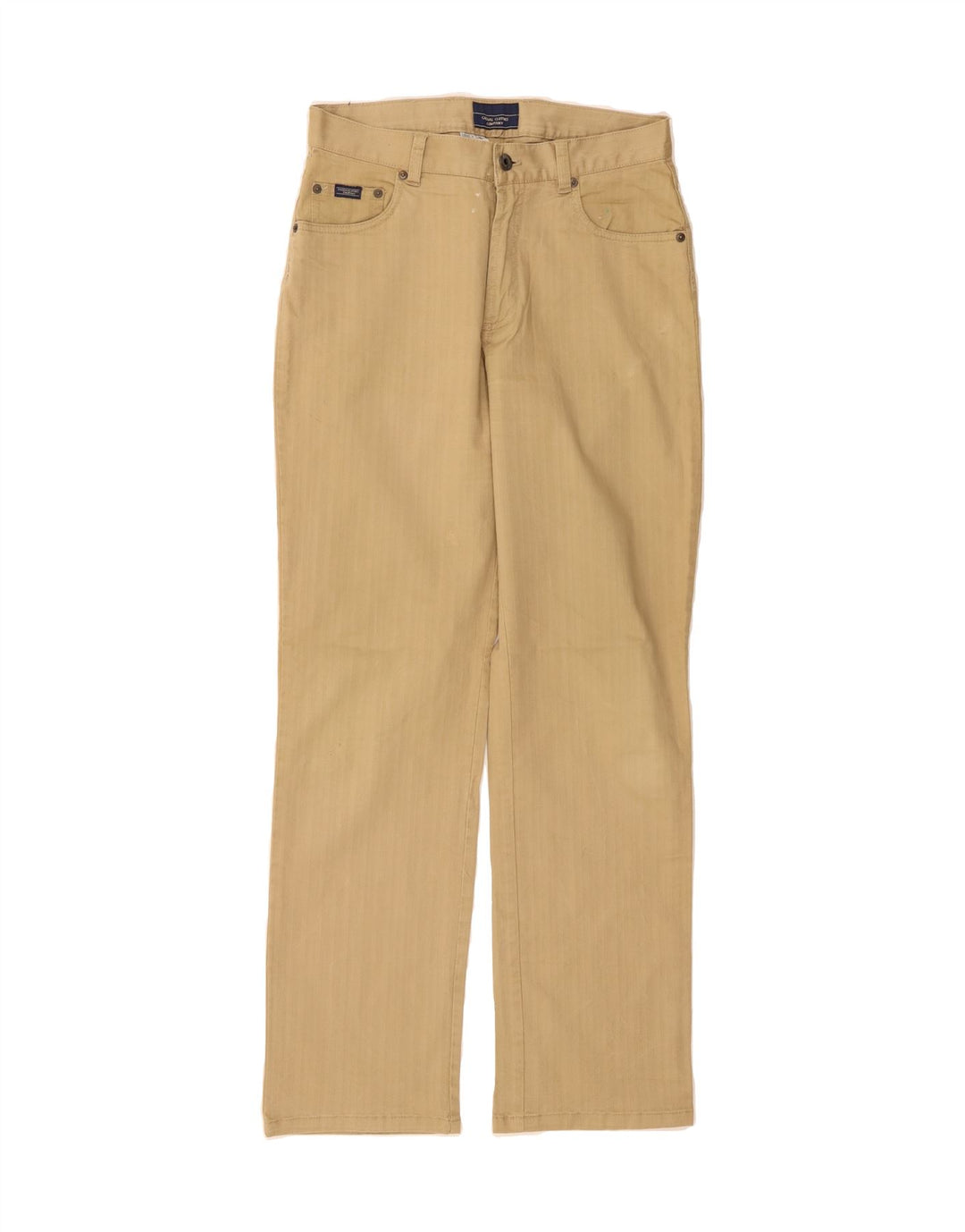VINTAGE Mens Straight Casual Trousers W26 L30 Beige Cotton Vintage Vintage and Second-Hand Vintage from Messina Hembry 
