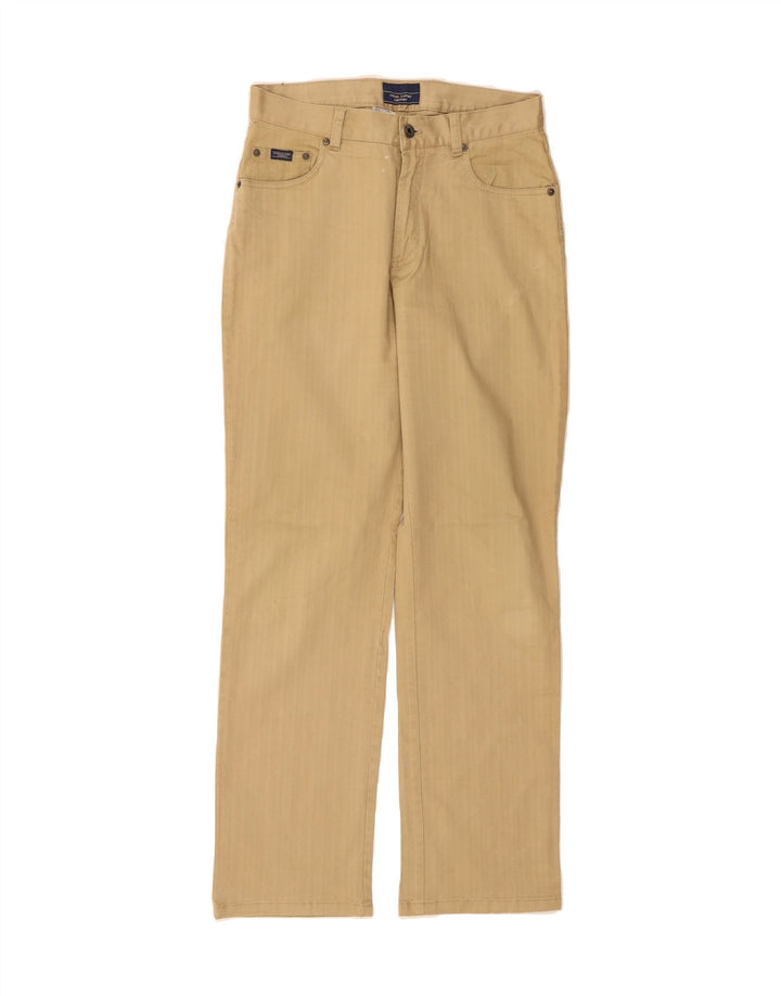 VINTAGE Mens Straight Casual Trousers W26 L30 Beige Cotton Vintage Vintage and Second-Hand Vintage from Messina Hembry 