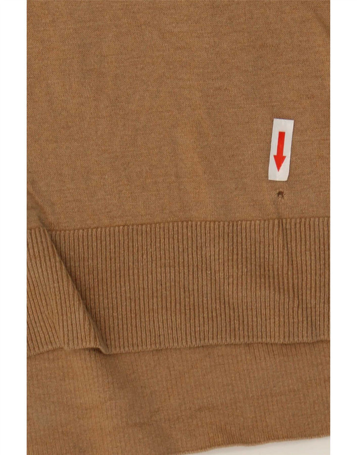 Suéter feminino Massimo Dutti com decote em V Reino Unido 12 lã bege médio