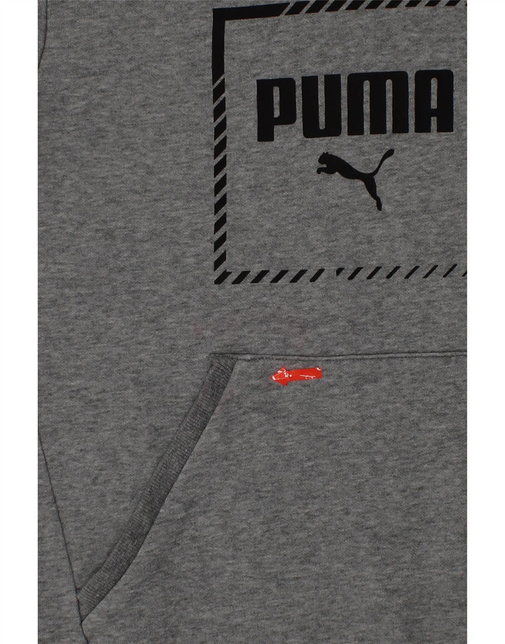 PUMA Boys Graphic Hoodie Jumper 13-14 Years Grey Cotton Vintage Puma and Second-Hand Puma from Messina Hembry 
