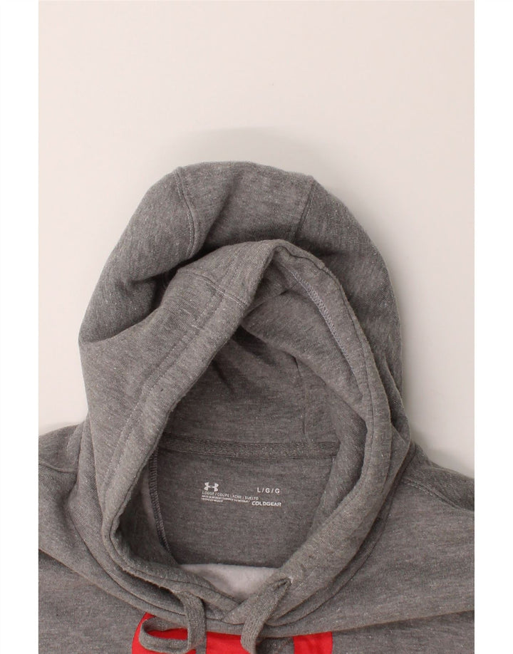 UNDER ARMOUR Mens Cold Gear Graphic Hoodie Jumper Large Grey Cotton Vintage Under Armour and Second-Hand Under Armour from Messina Hembry 