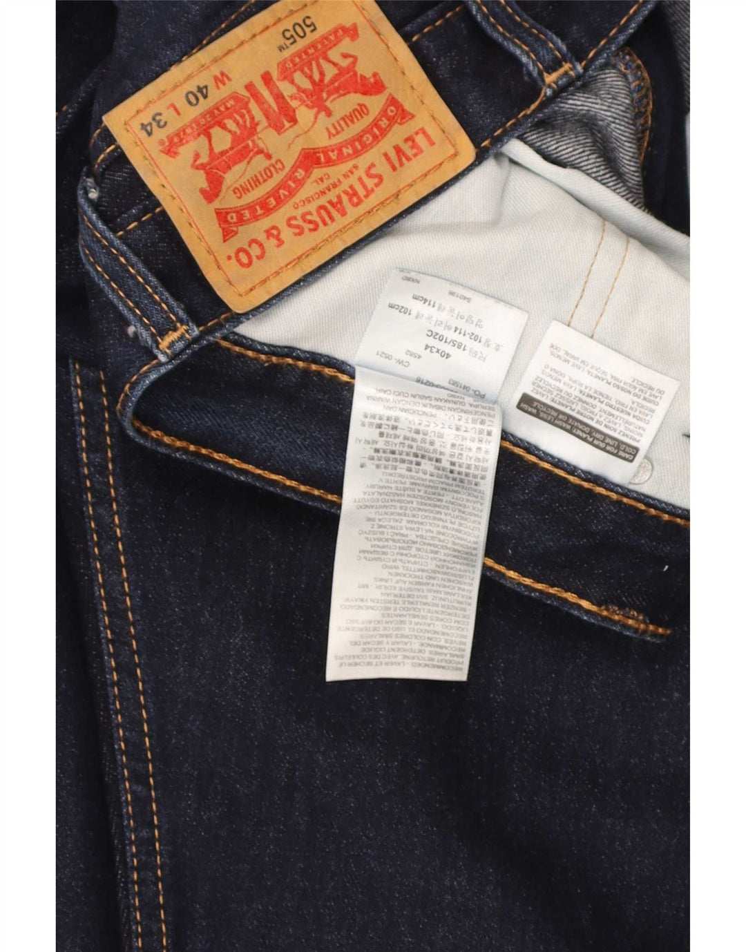 Levi's Masculino 505 Straight Jeans W40 L29 Azul Marinho Algodão