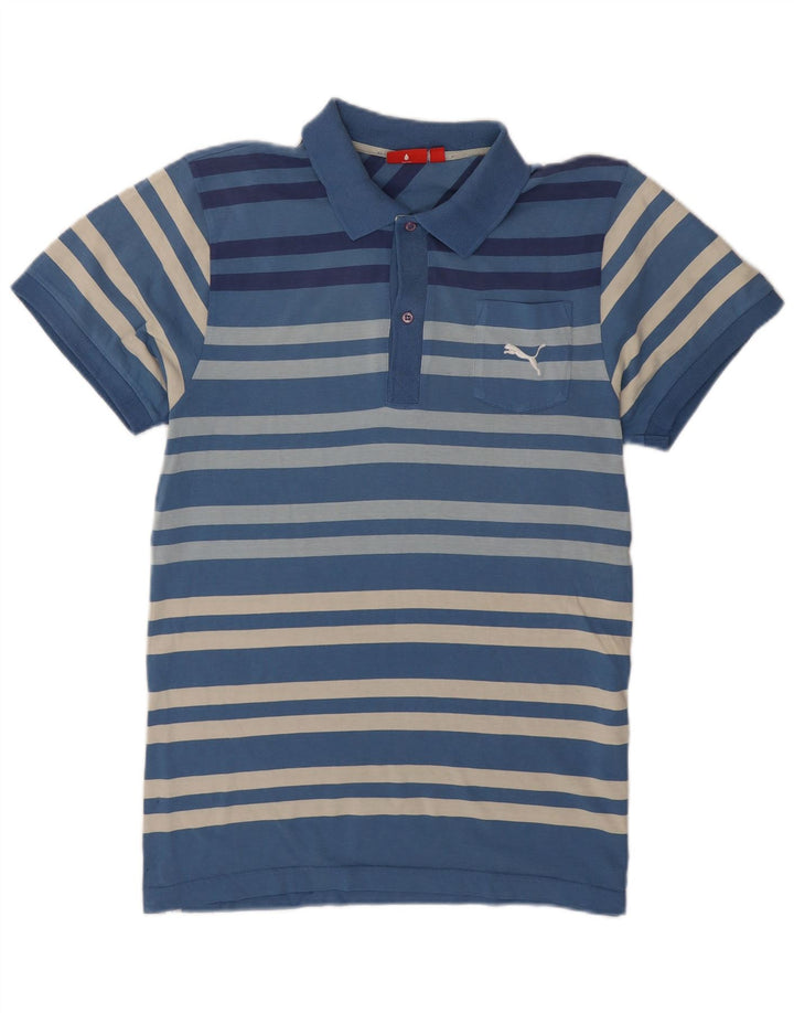 Camisa polo masculina Puma listrada azul média