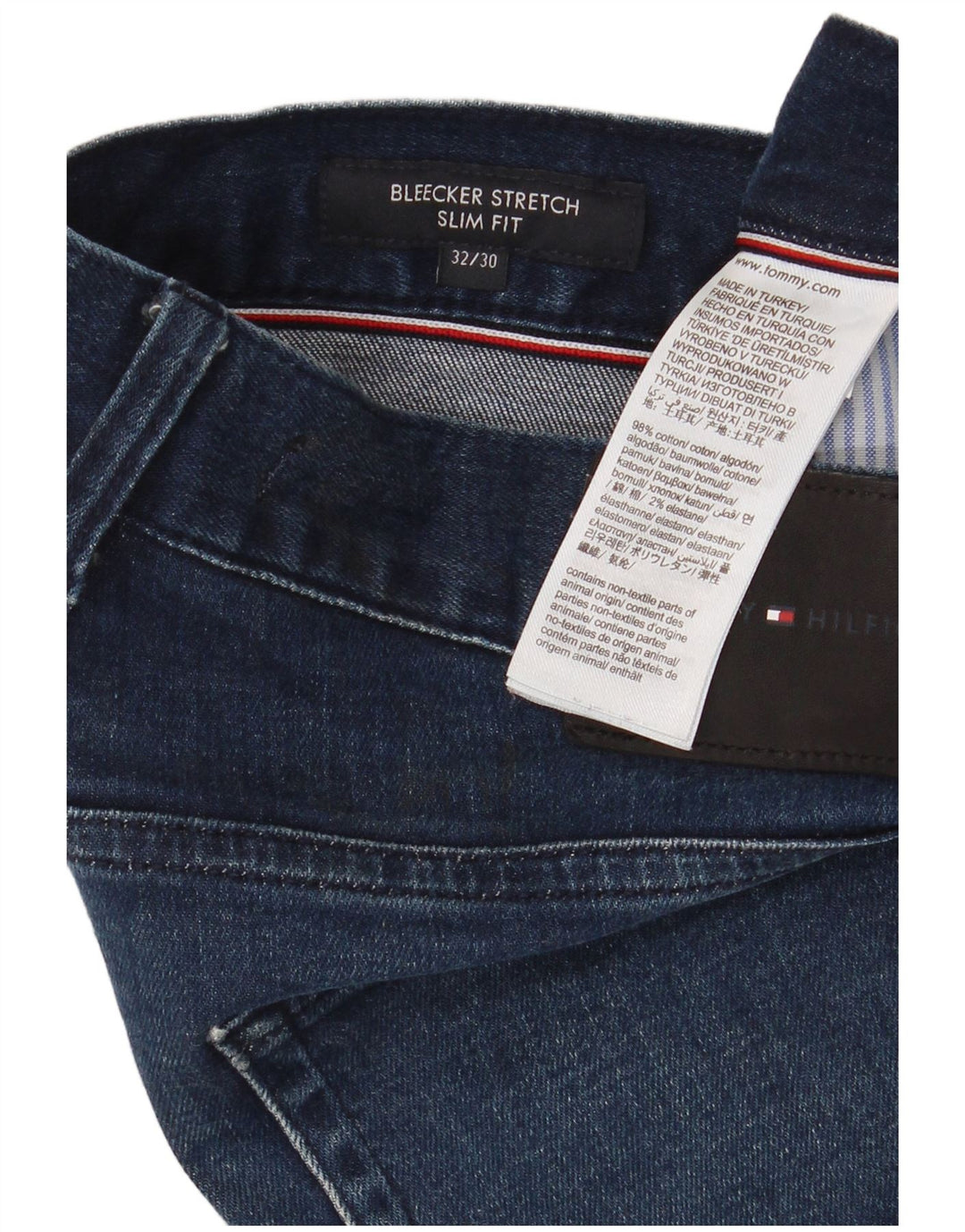 Tommy Hilfiger Masculino Bleecker Stretch Slim Jeans W32 L30 Azul Algodão