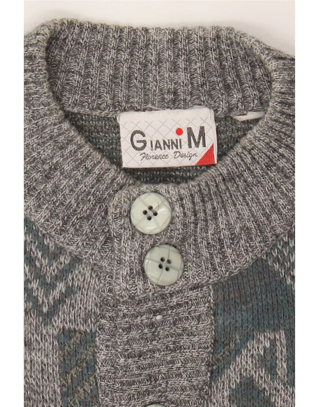 Suéter cardigã masculino Gianni Loose Fit cinza médio geométrico