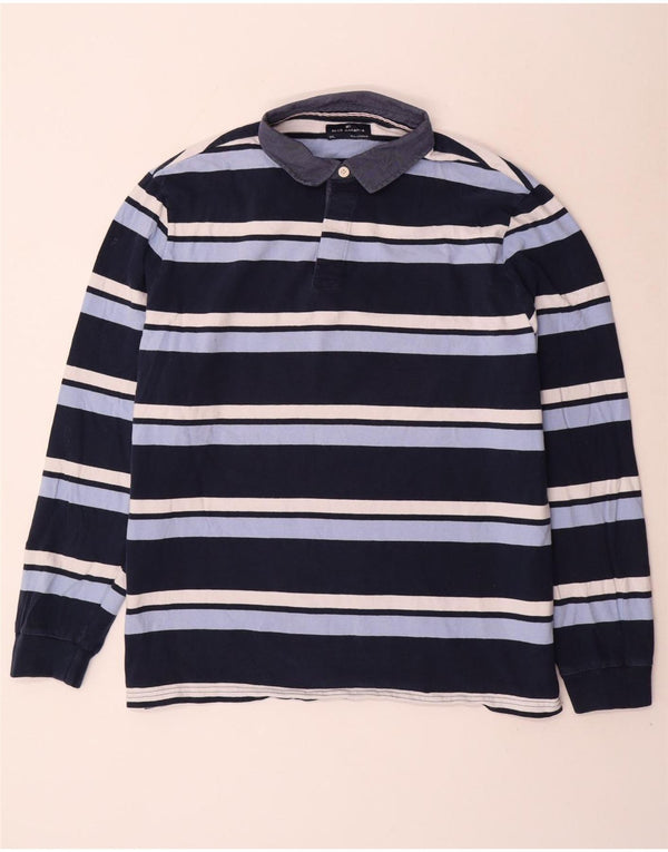 Camisa polo masculina de rugby Blue Harbor da Marks & Spencer 3XL listrada azul marinho