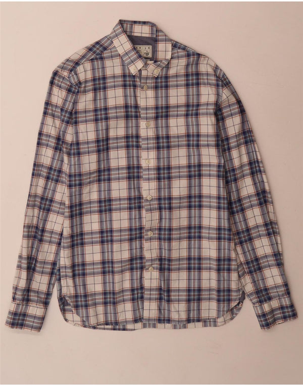 Camisa masculina sob medida Jack & Jones, pequena, azul, xadrez, algodão