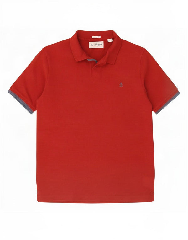 Camisa polo masculina Penguin Heritage Slim Fit grande algodão listrado marrom