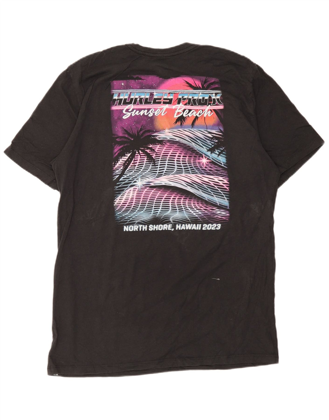 Hurley Camiseta masculina gráfica grande algodão preto