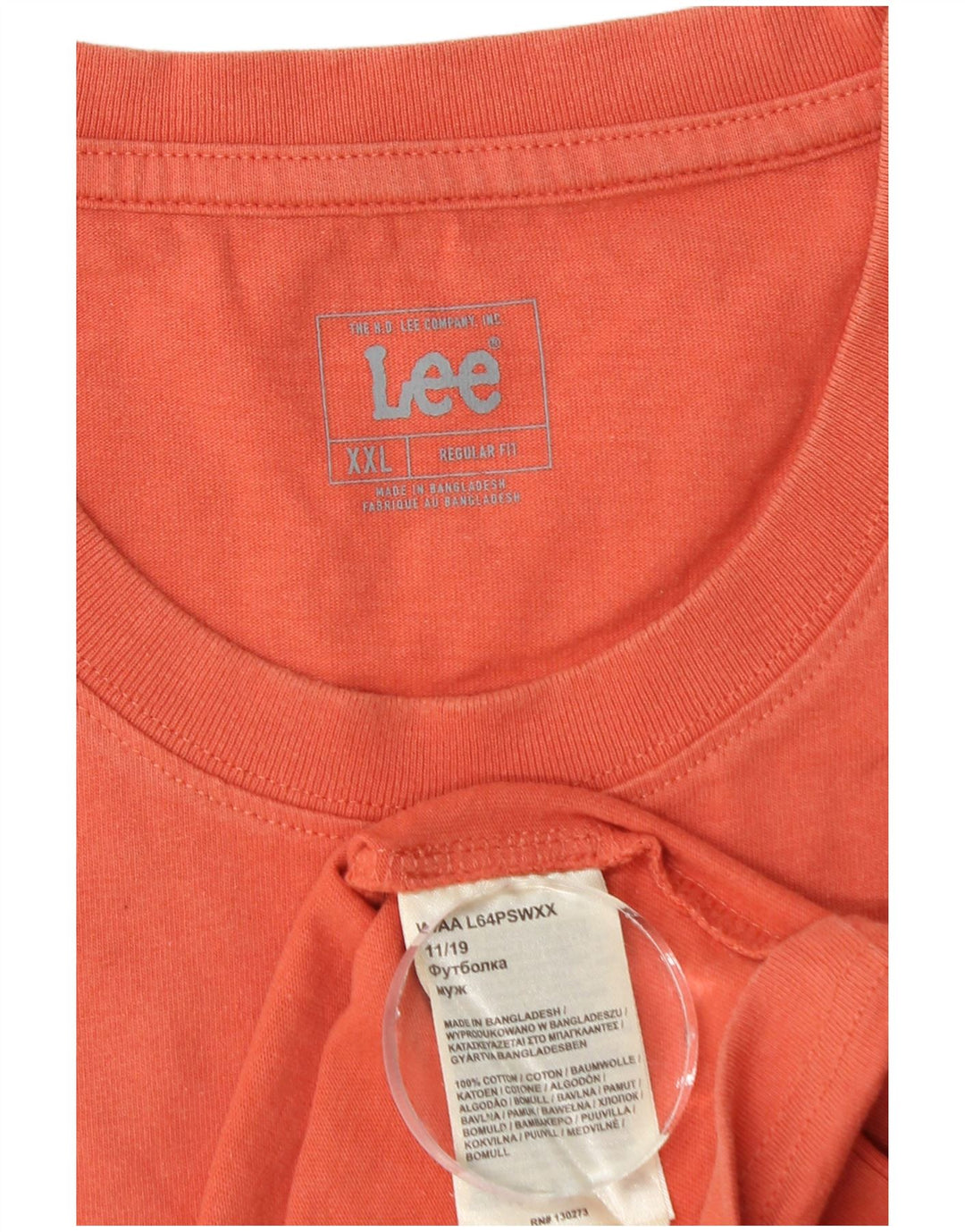Camiseta masculina Lee Regular Fit Top 2XL Algodão Laranja