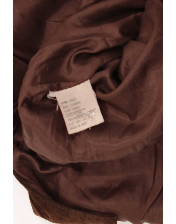 Jaqueta blazer masculina de camurça com 4 botões Reeve IT 48 couro marrom médio