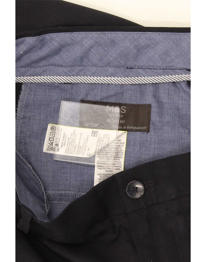 Calça Chino Regular Masculina Marks & Spencer W38 L29 Azul Marinho Poliéster